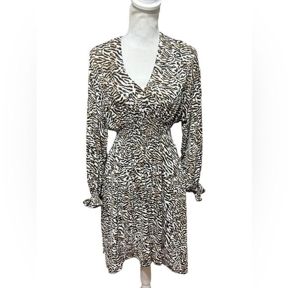 Current Air Los Angeles Animal Print Long Sleeve Dress Asymmetrical - Picture 1 of 5